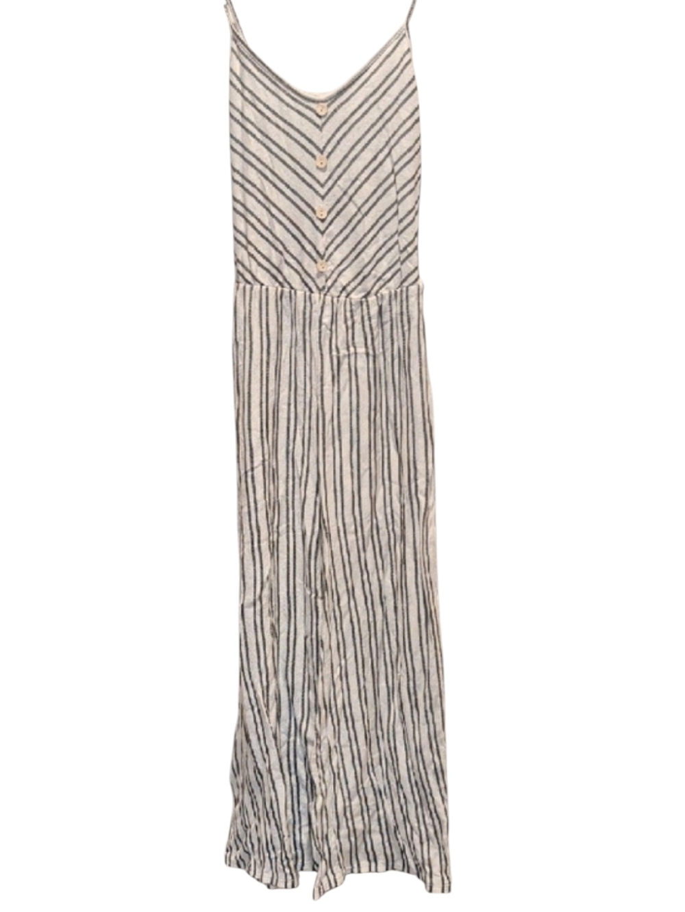Caution To The Wind White and Black Striped Jumpsuit (#C1007)